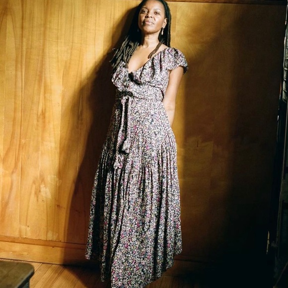 Apiece apart floral midi wrap dress - Picture 1 of 9